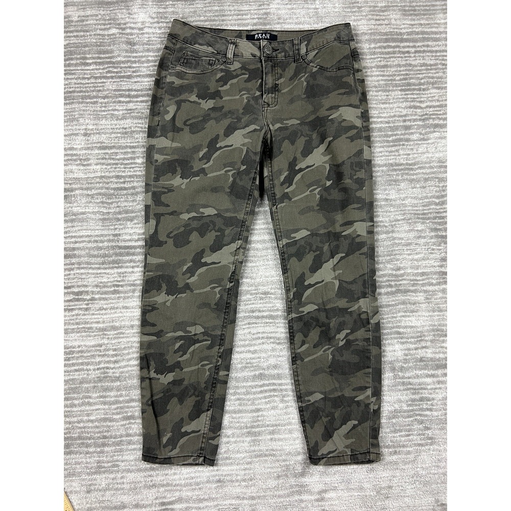 Beau Dawson Pants Women 10 Green Camo Slim Ankle Utility Camouflage Mid Rise